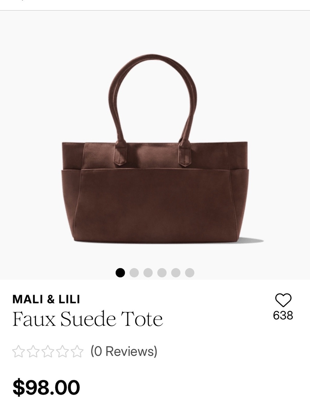 MALI & Lili Brown Faux Suede Tote